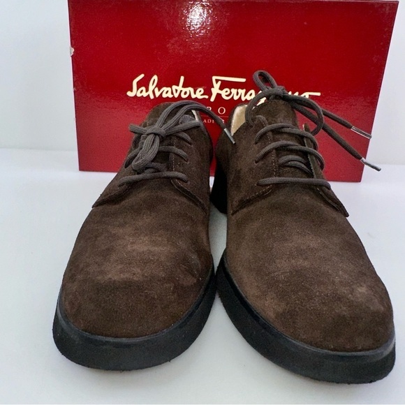 Salvatore Ferragamo Women’s Brown Suede Atto Oxford Dress Shoes 7.5 - Picture 4 of 10